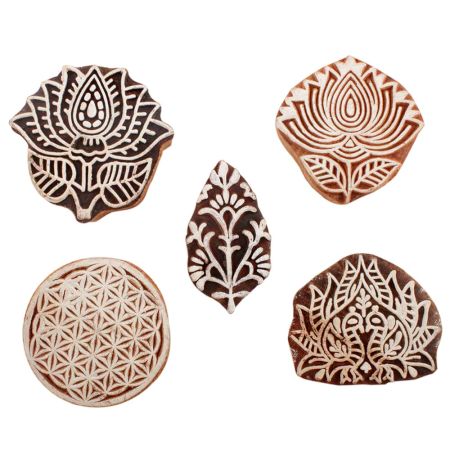 Set of 5 Piece New Mix Wooden Printing Blocks